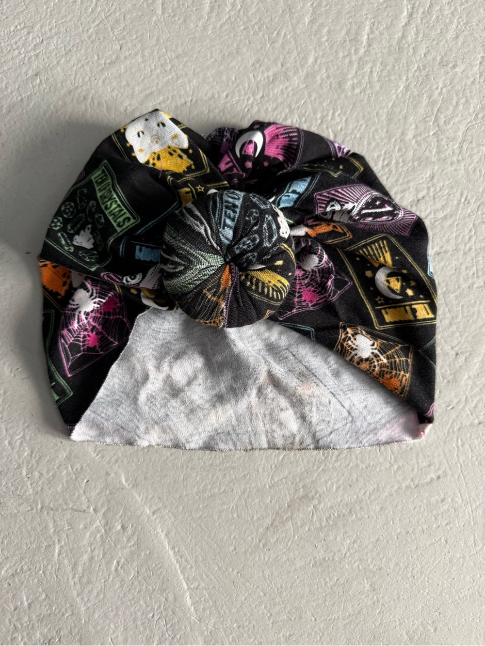 Black Witchy Print Knotted Adult Turban